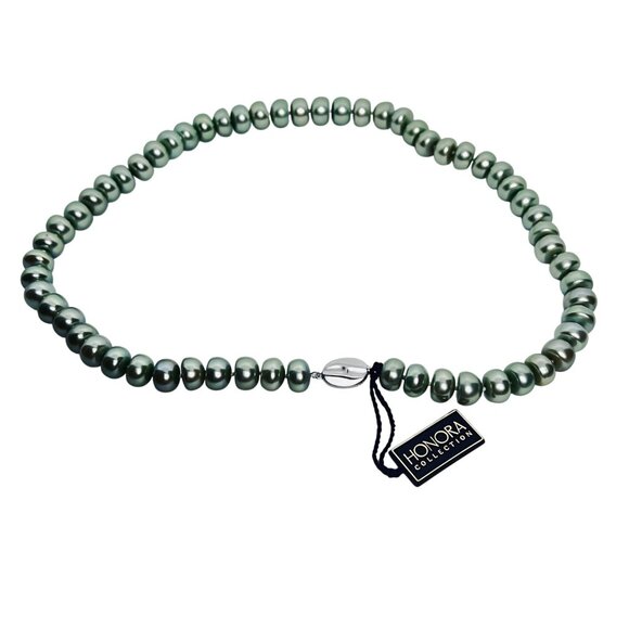 Honora Chunky Green Freshwater Pearl Necklace W/ Sterling Silver Clasp (6034) - Picture 3 of 5